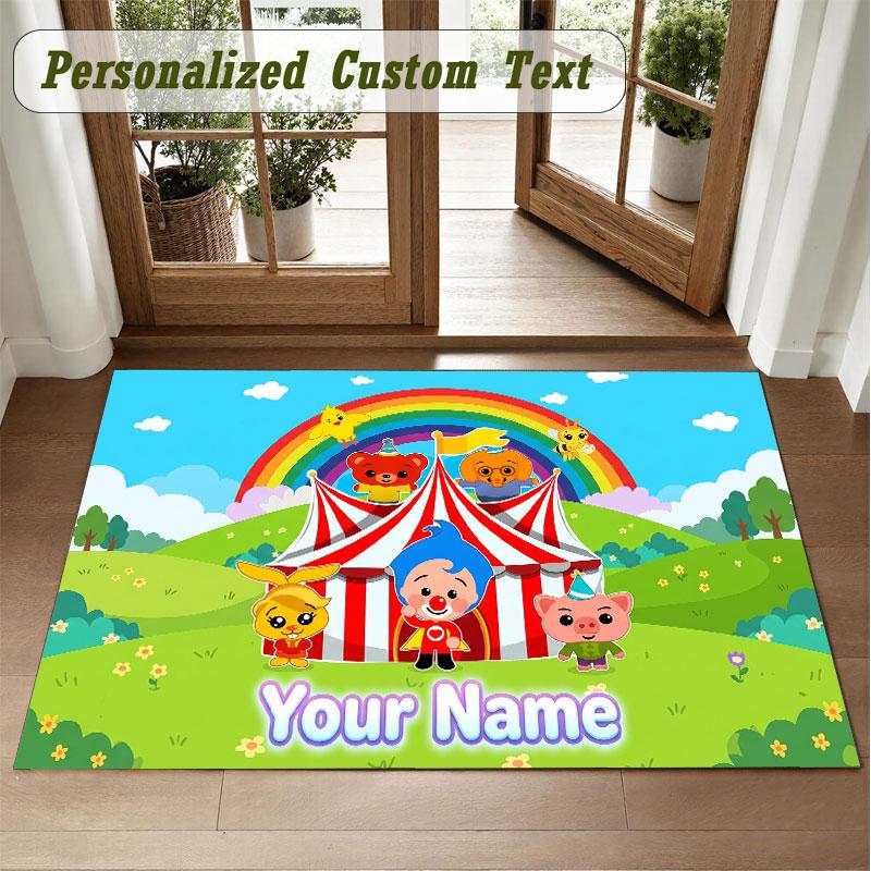 Crystal Velvet Square Rug Custom NameEl Payaso Plim Plim Pattern Non Slip Home Floor Decor Rug