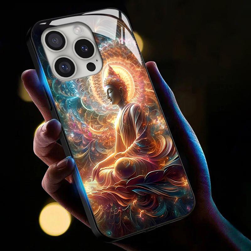 For iPhone 16 Pro Case Call Flash Series Pattern Printing Tempered Glass+TPU Combo Phone Case