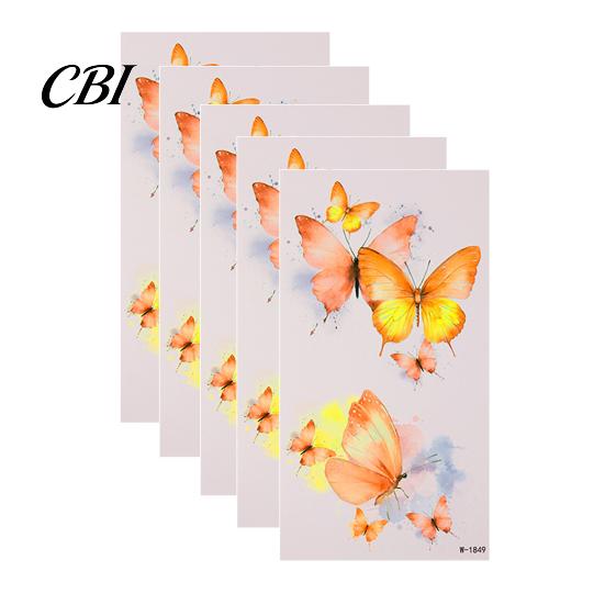 Temporary Body Art Decals 5 Sheets Butterfly Tattoo Stickers, Waterproof Flower Tattoos, Colorful Removable Stickers Face Tattoos for Parties