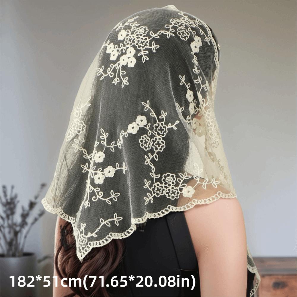 

New Hollow Out Lace Scarf Solid Color Thin Hair Scarf Headband Vintage Embroidery Foulard Bandana Women