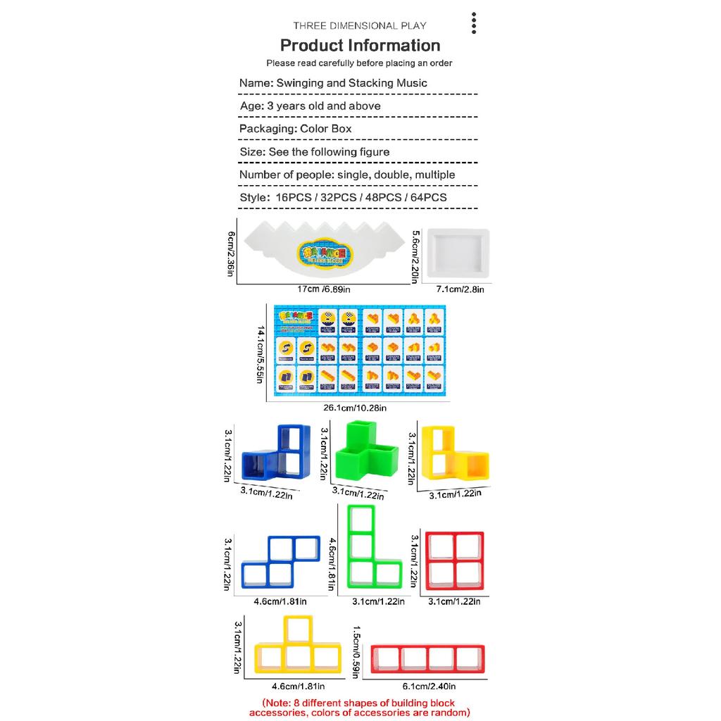 48PCS Tetra Tower Building Blocks Balance Stacking Games Toys for Kids Adults Friends Classroom Family Board Game and Fun Party