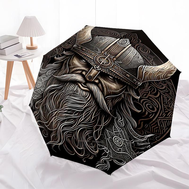 1pc Viking helmetOpen/Close Umbrella-Windproof, Compact Travel Umbrella, Sturdy 8-Rib Shaft1147