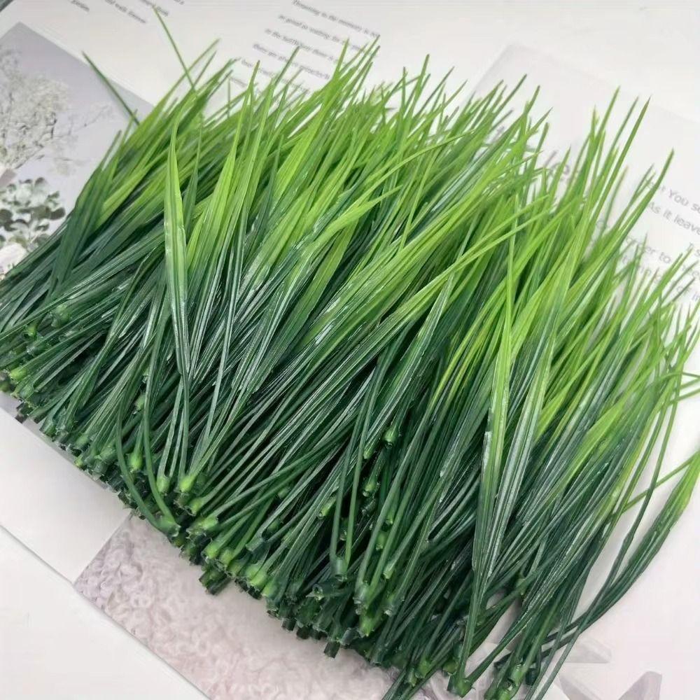 24Pcs Weather-Resistant Artificial Spring Grass Green Artificial Grass Bundles  Tabletop Greenery