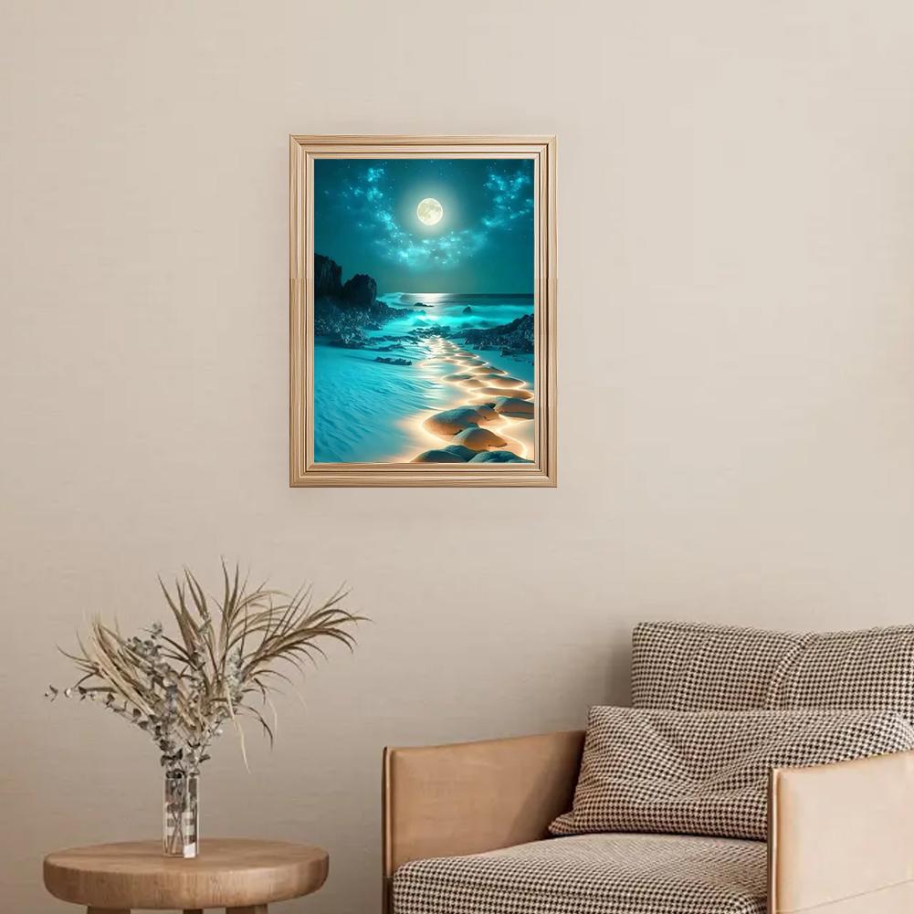 Adults Cross Stitch DIY Moon Sea Sailboat Prints Embroidery Craft Cross-Stitch Kit Art Needlework Decor Painting Gift Sewin S6A8