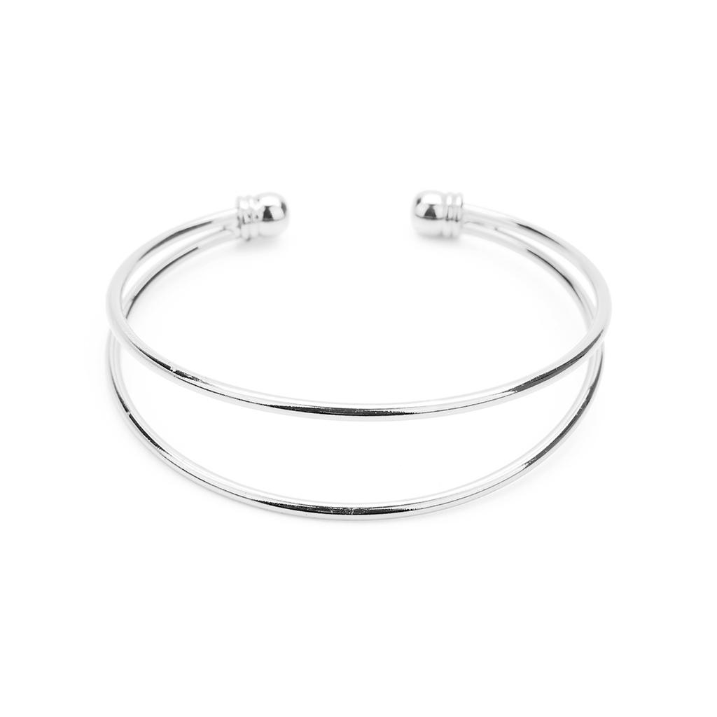 2pcs/Lot Copper Opening Bangle Adjustable Double Layer Simple Bangle for DIY Pandora Bracelets Gifts Jewelry Making Supplies