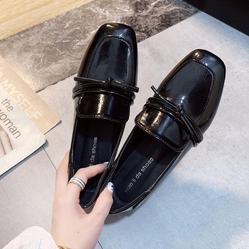 Fashion British Small Leather Shoes Women's Soft-soled Work Shoes Women's Spring and Summer 2025 New Single Shoes Women's Medium Heel Thick Heel