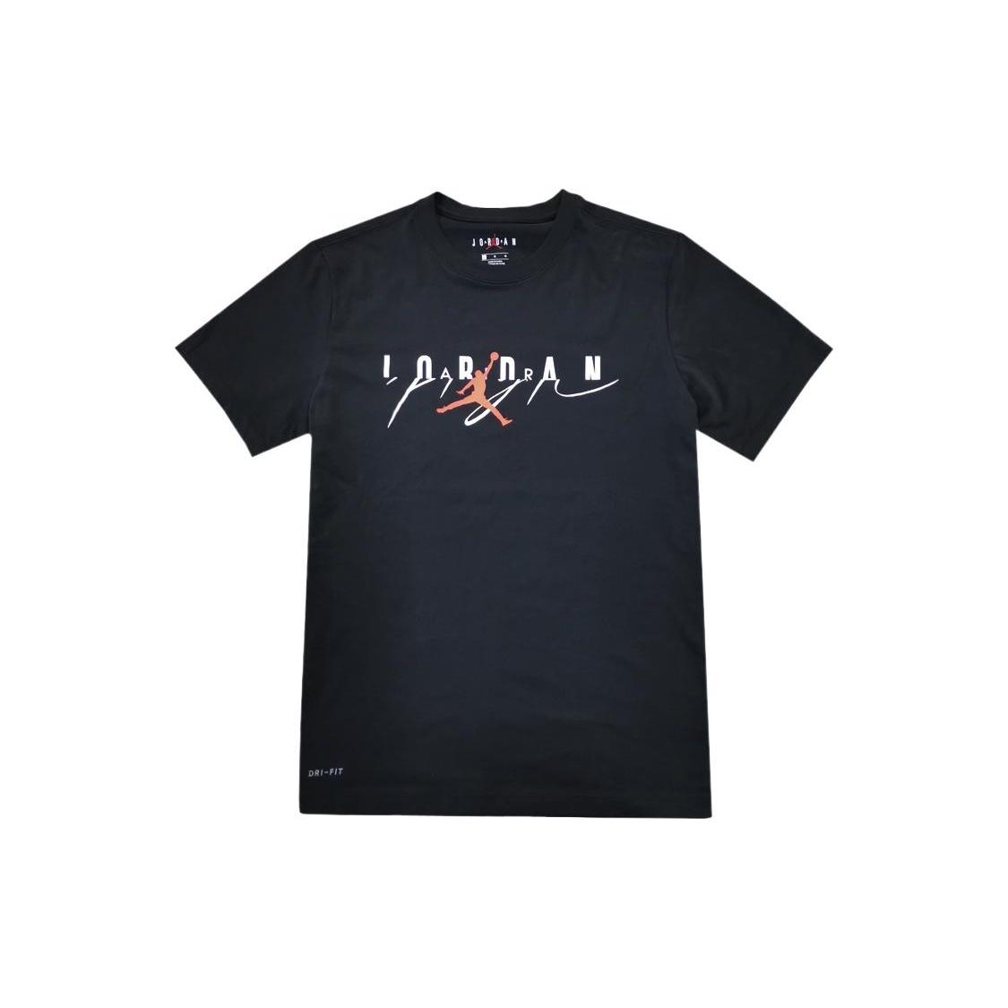 Men s Air Jordan Alphabet Printing Round Neck Short Sleeve Black T-Shirt CI0053-011 S