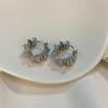 Metal Huggie Earrings Crinkle Irregular Hoop Geometric Gold Silver Alloy Minimalist Women Small Jewelry Wear Gift Party