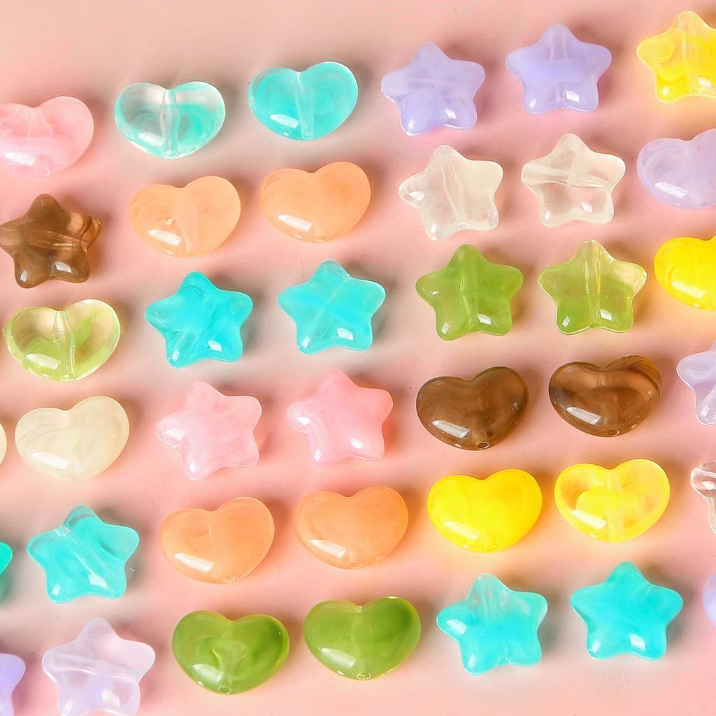 Dreamy Resin Star Heart Beads for DIY Jewelry Making