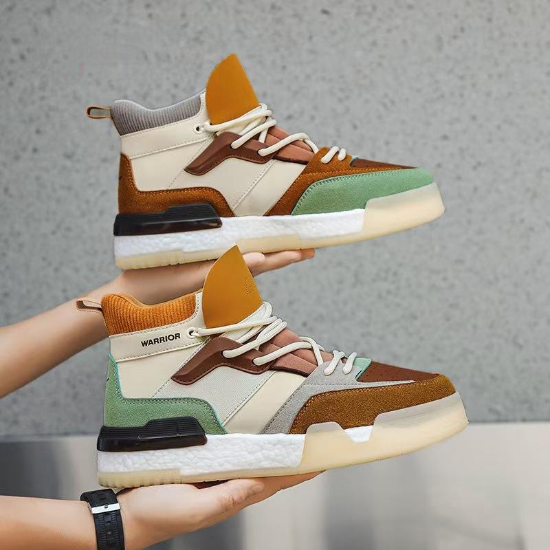 

Оригинальные новые модные высокие мужские повседневные туфли на платформе для отдыха на открытом воздухе, удобные мужские кроссовки на шнуровке, вулканизированные Zapatos Hombres 44 коричневый