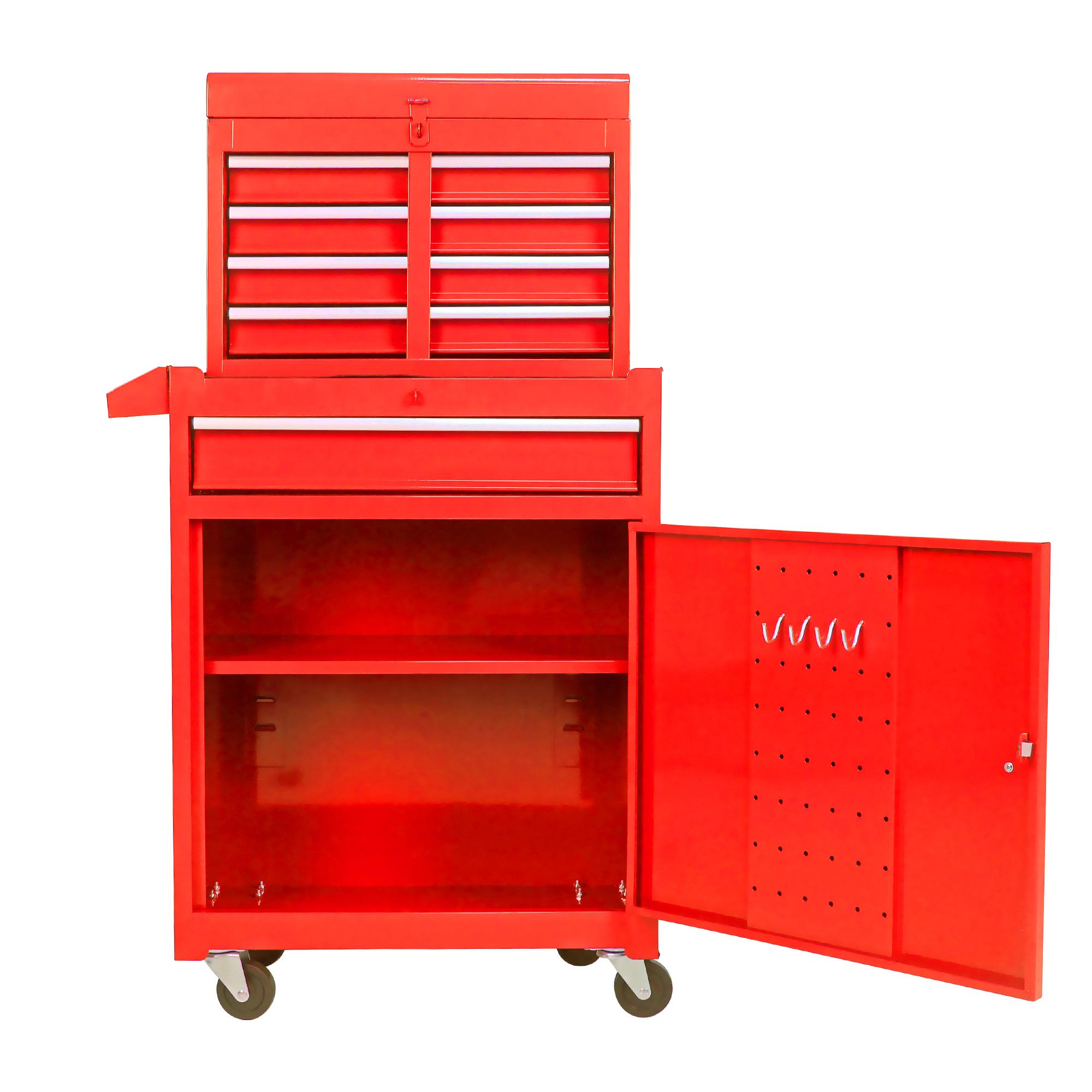 Rolling toolbox with 5-drawer cabinet, adjustable