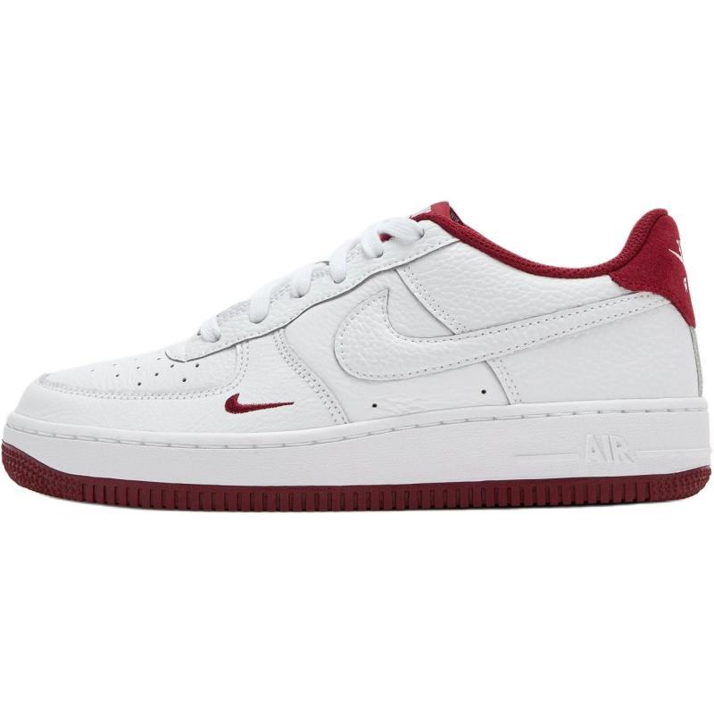 Nike Air Force 1 Lv8 Anti Slip Wear Resistant Low Top Kids' Skateboarding Shoes White Red Sneakers HF0952-100