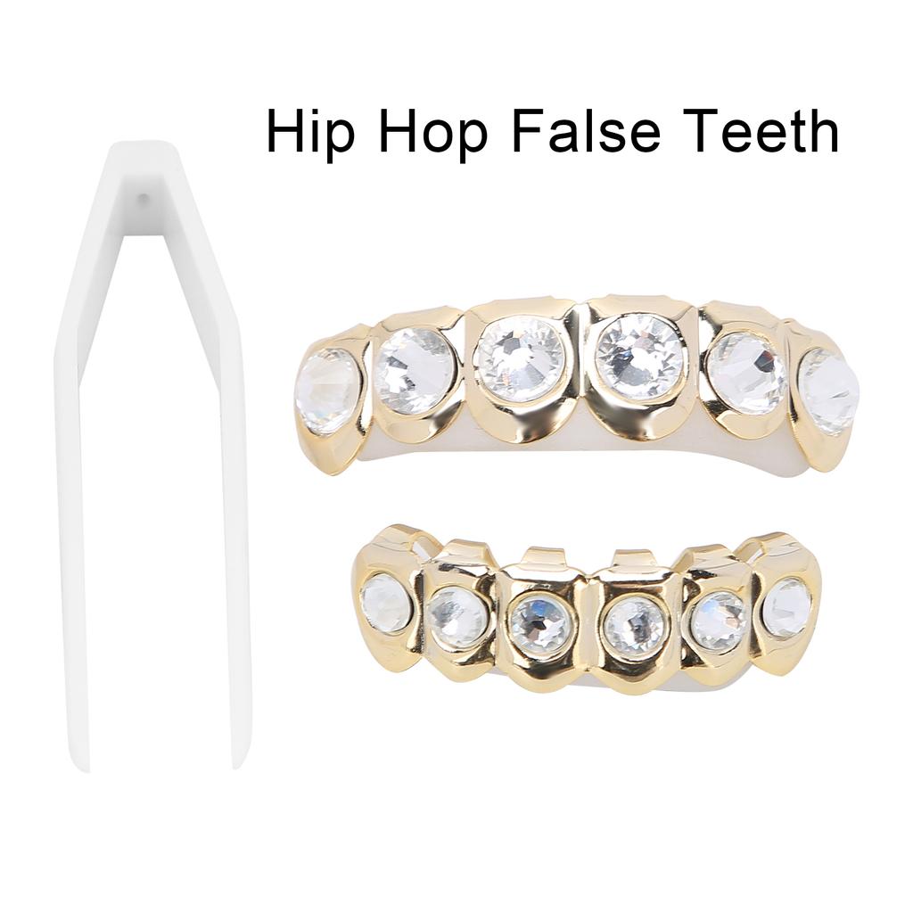 Upper Lower Shining Hip Hop False Teeth Set Halloween Festival Teeth Decoration Brace