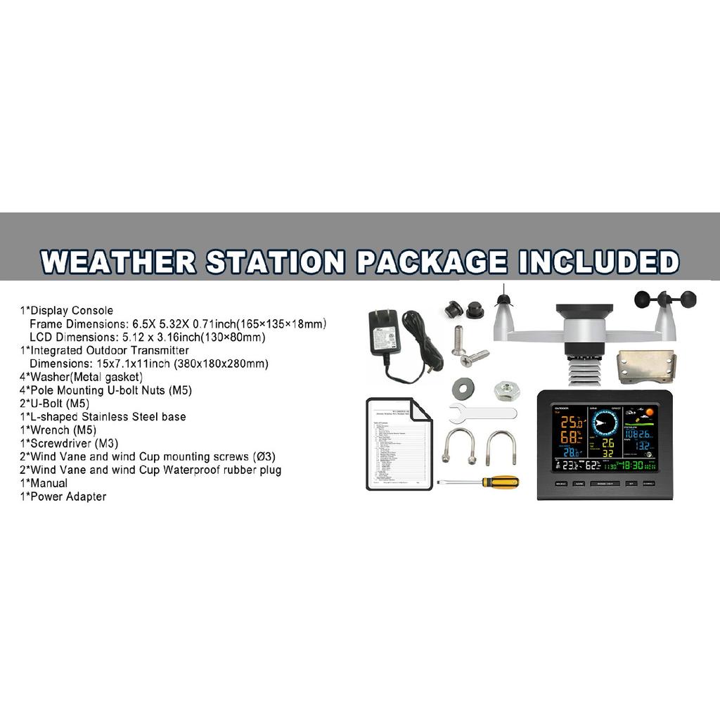 Stazione Meteorologica Wireless 8-in-1 con Sincronizzazione WiFi Sensore Esterno Alimentato a Energia Solare Temperatura/Umidità/Vento/Pioggia/Pressione in Tempo Reale per la Casa