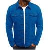Men's Denim Button Down Stand Collar Work Jacket Slim Fit Casual Coat.