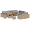 Garden Sofa Set with Cushions 13 Pcs Beige Poly Rattan