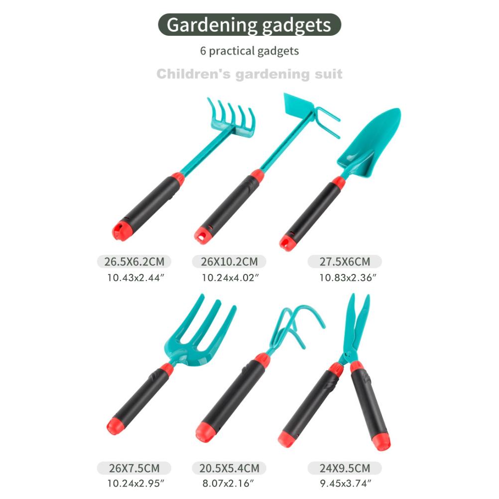 11Pcs Kids Gardening Tools Set Includes Tote Bag Spade Rake Fork Apron Gloves Watering Can Outdoor