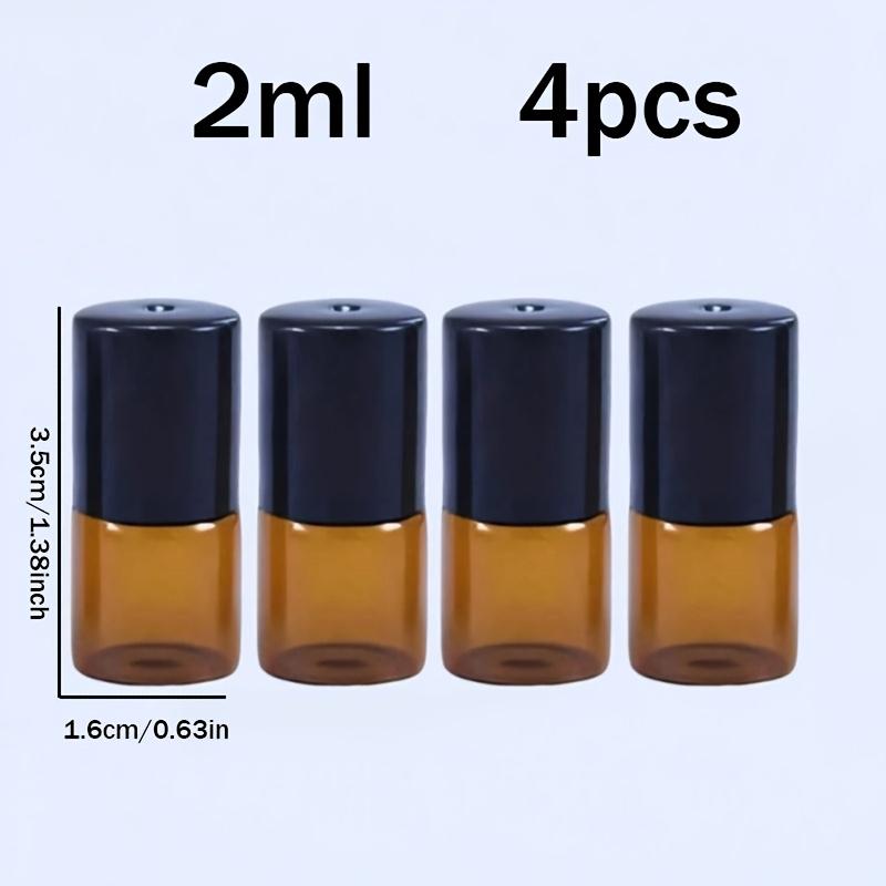 4pcs 0.03/0.07/0.1/0.17oz Amber Roller Bottles,Empty Rollerball Essential Oil Bottles,Perfume Dispensers,Transparent Waterproof Rollerball Bottles