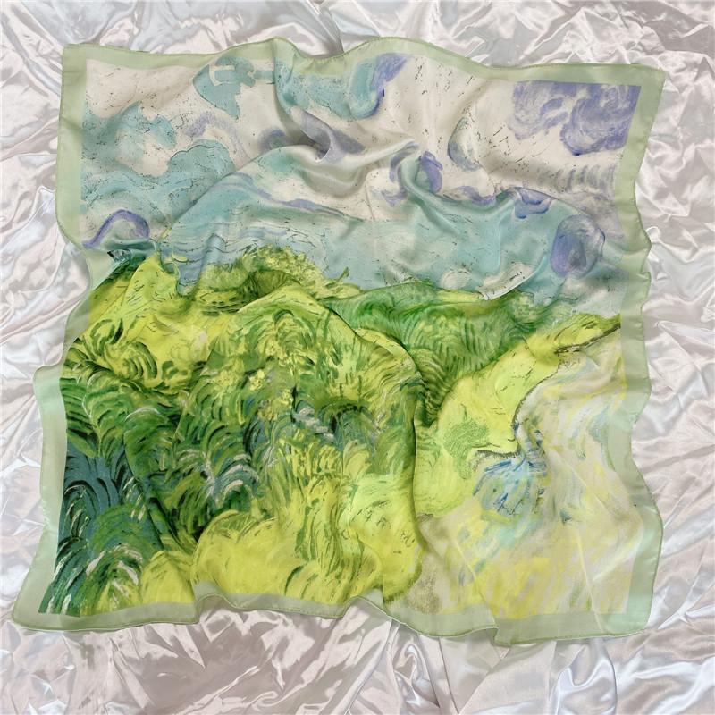 Luxury Desig Cashew Print Square Scarf Women’s Summer Breathable Silk Bandanna Luxury Female Neckerchief Fashion Hijab Gift 70cm