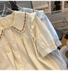 Women's Japanese-Style Sweet Embroidered Shirt with Doll Collar - Summer 2026