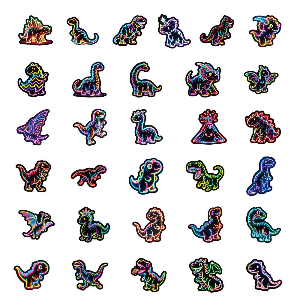 10/30/56pcs Kawaii Animal Dinosaur Neon Light Stickers Cartoon Graffiti Decals DIY Laptop Notebook Waterproof Sticker Toy