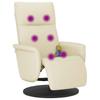 Massage Chair with Footrest Cream Faux Leather