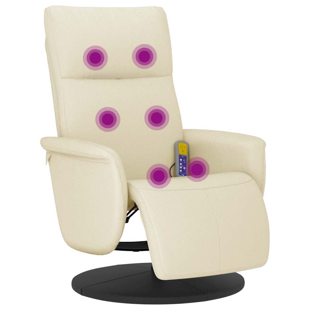 Massage Chair with Footrest Cream Faux Leather