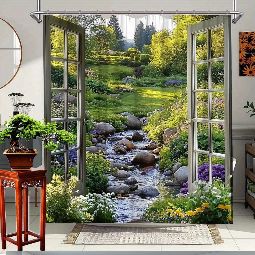 

1Pc Cute Elephant Lotus Shower Curtain, Creative Natural Animal Decoration, Adds Fun And Vitality, Brings Relaxing Bathing W60H190(CM)-1 Pcs