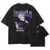 2026 summer Jujutsu Kaisen Gojo Satoru Washed T-shirt Anime Harajuku Streetwear Oversized Tee Y2K Retro Otaku Tops