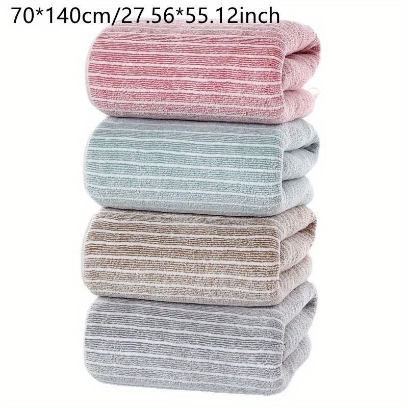 4 Piece Luxury Striped Towel Set - Quick-Dry & Highly Absorbent for Home, Hotel, Spa - Includes Bath, Hand & Washcloths