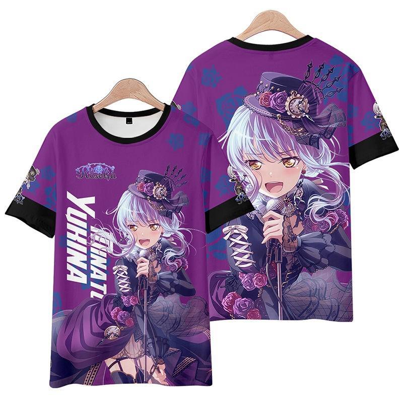 Roselia Anime Tee 2025 New BanG Dream Girl Band All Role Playing 3D Print T-shirt Summer Men Women Harajuku Short Sleeve Y2k Top