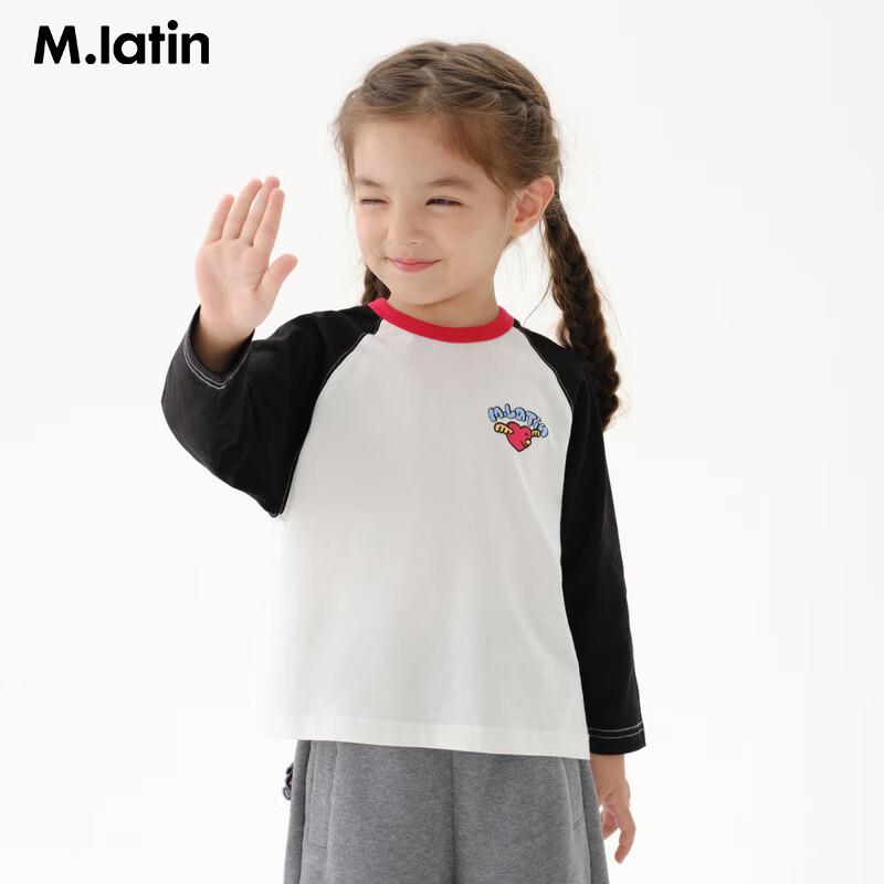 M.Latin Girls Fun Print Color Block Raglan Long Sleeve T-Shirt 160cm