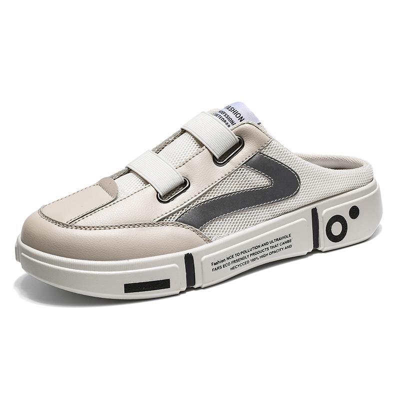 Platform Half Shoes For Men Mules Sandals Flat Summer Backless Loafers Slippers Man Slides Lace Up Mens Semi-Drag Casual Shoes