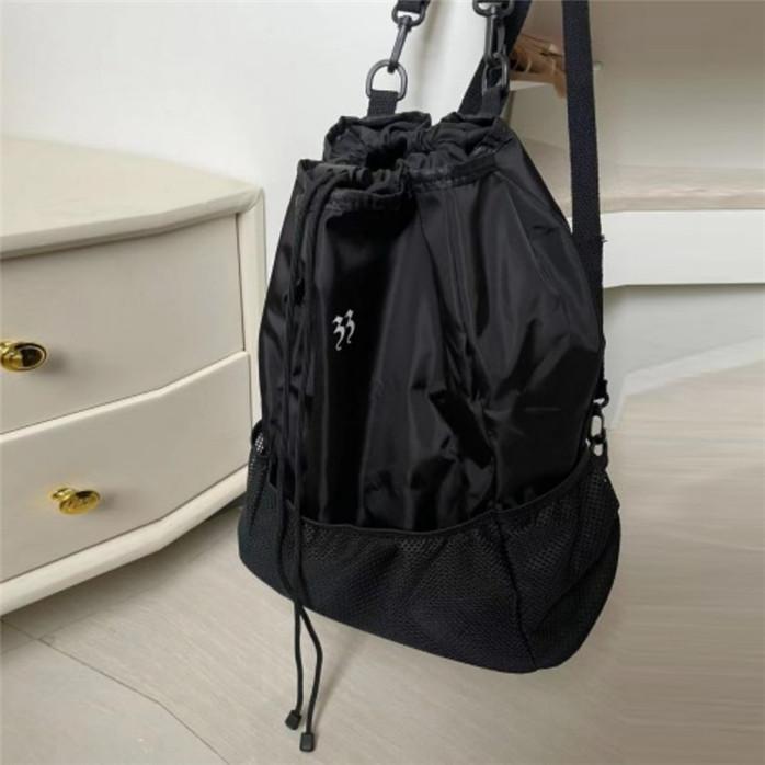 

Нейлоновый сетчатый рюкзак большой емкости для женщин, карманная сумка с ремешком на шнурке чёрный