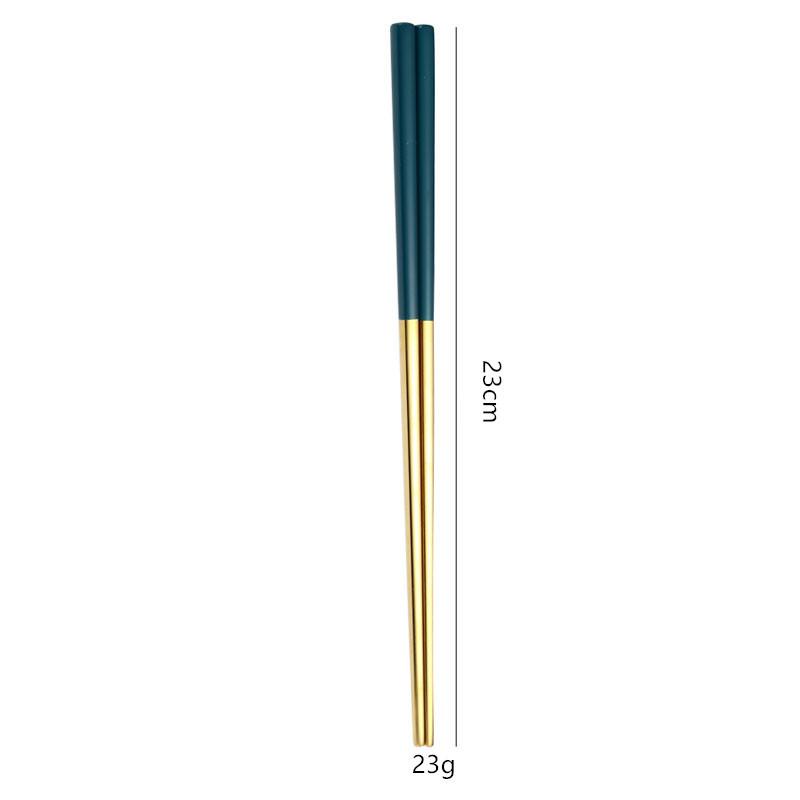 Square 23cm 304 stainless steel chopsticks, anti slip and heat-resistant hollow household chopsticks, sushi chopsticks