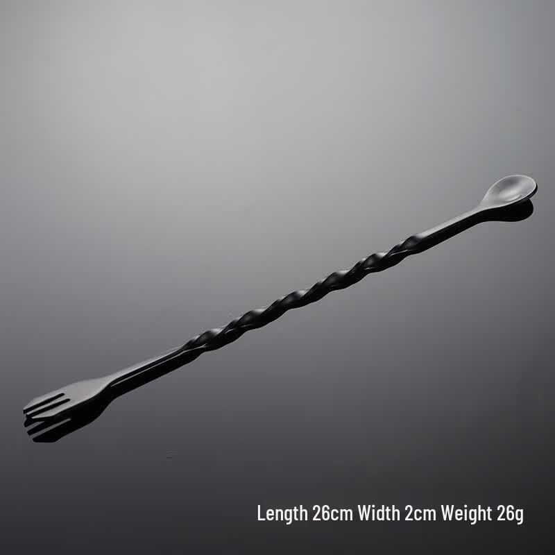 Qianxing Twisted 410 Stainless Steel Cocktail Stirring Spoon & Bar Fork (10-Piece Set)