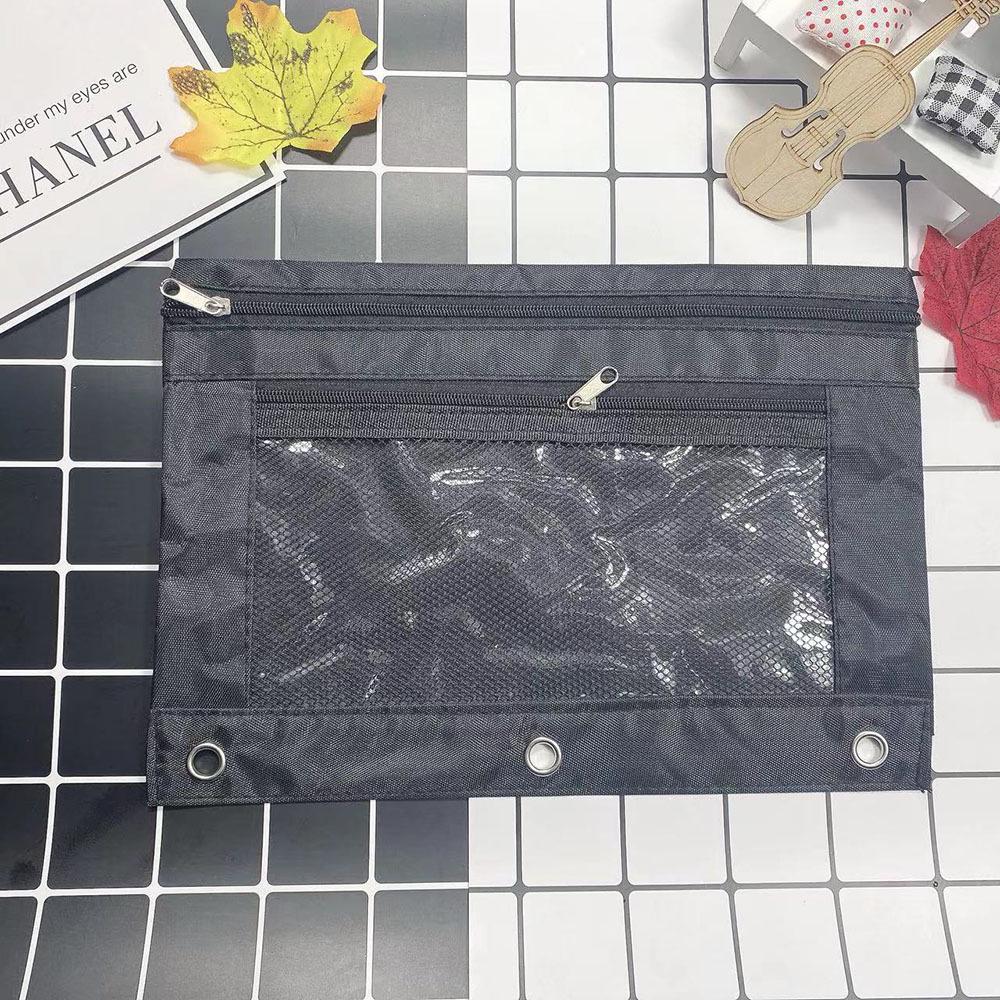 Oxford Cloth Three-Ring Binder & Pencil Case with Double Zippers