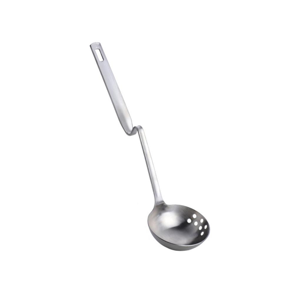 Long Handle Hot Pot Spoon Anti Scalding Oil Filter Skimmer Spoon Restaurant серебряный