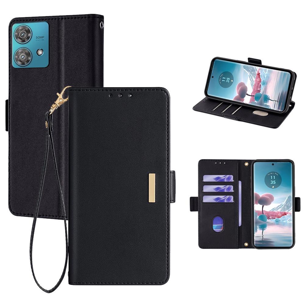 For Motorola Edge 40 Neo 5G Leather Wallet Case RFID Blocking Stand Cover with Hand Strap