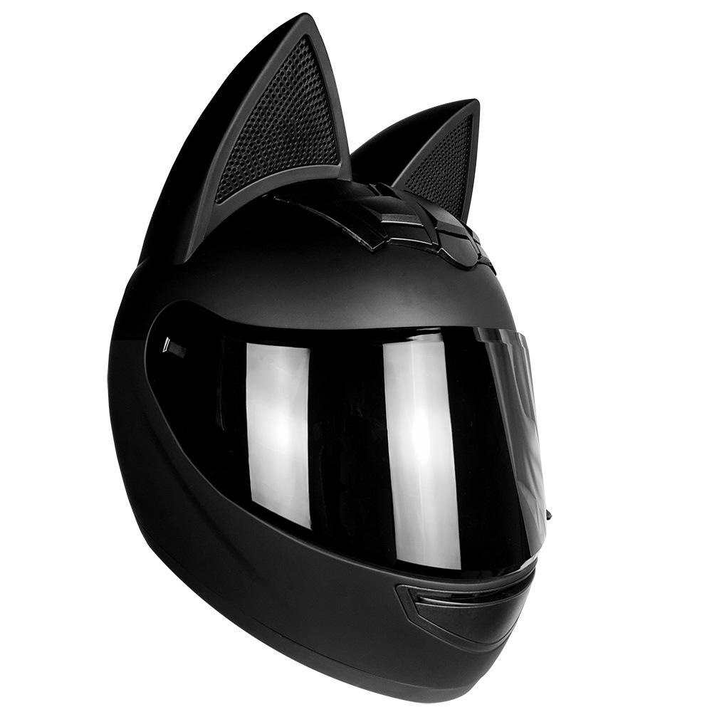 Motorcycle Helmet Cool Cat Ear Full Face Helmet Comfortable & Breathable for Men Women All Seasons