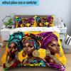 African Women 3pcs Bedding,Including 1pc Duvet Cover And 2pcs Pillowcases Perfect for Christmas,Ideal for Bedroom, Dormitory
