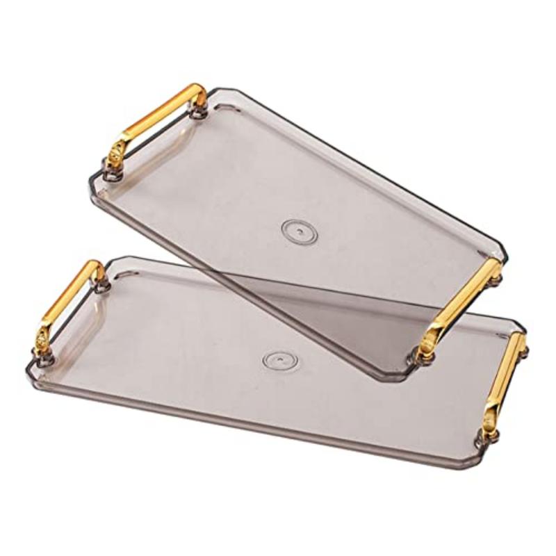 Small&Large Serving Tray with Handles Valet Tray Plastic Serving Tray for Party Kitchen Bathroom Dessert Table Cupcake Display