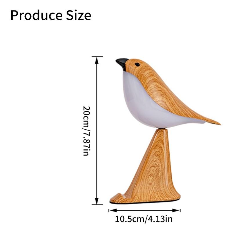 Portable Small Bird Lamp with Timer and Bird Call Feature Rechargeable 3 Way Dimmable Bedside Night Light for Bedroom