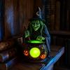Artesanías de Resina Hechas a Mano Lámpara Caldero de Bruja de Halloween, Adorno de Estatua, Accesorios de Habitación Artísticos Decorativos Espeluznantes Luz para Escritorio Mesa