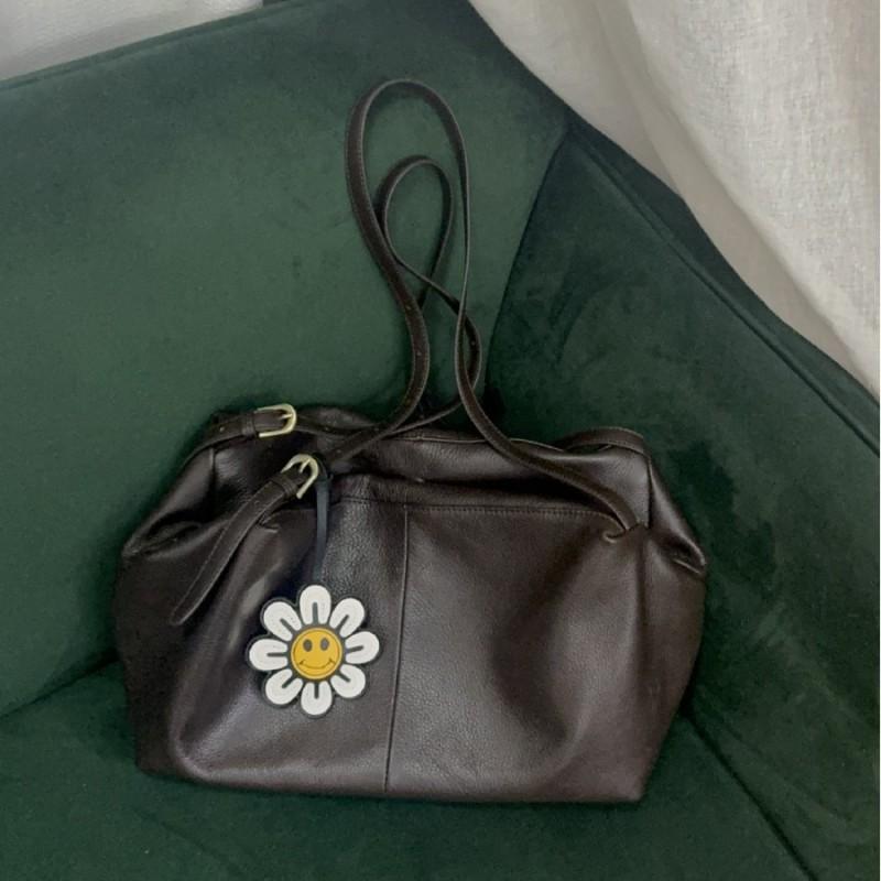 

New Style Lazy Imported First-layer Cowhide Shoulder Bag Cross-border Light Luxury Fashionable Tote Underarm Women 32x23x12 коричневый