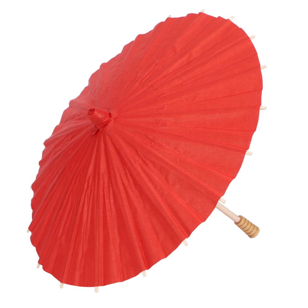 White Blank Paper Umbrella Colorful Oil Paper Umbrella for Kids DIY Painting Craft(Red)