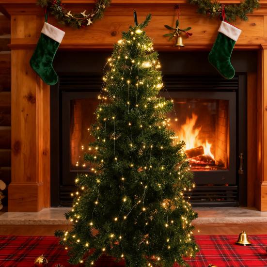 2026 Christmas Tree Waterfall Lights 8 Modes Cascading LED Fairy String Lights with Timer Waterproof for Indoor Outdoor Decor