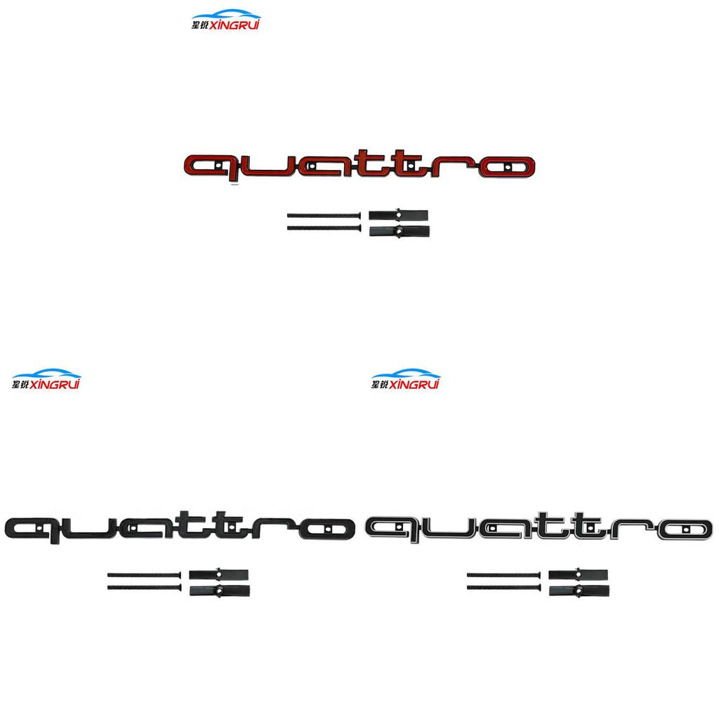 Emblema RS Style Quattro per Cofano Lungo, Distintivo Cromato per Griglia Anteriore, Accessorio Esterno per Auto