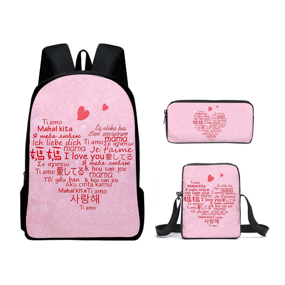 Iconic Kotaro Lives Alone Anime 3D Design 3pcs/Set pupil Learner Bags Everyday Laptop Everyday Backpack Sling Carry Tote Pencil Pouch