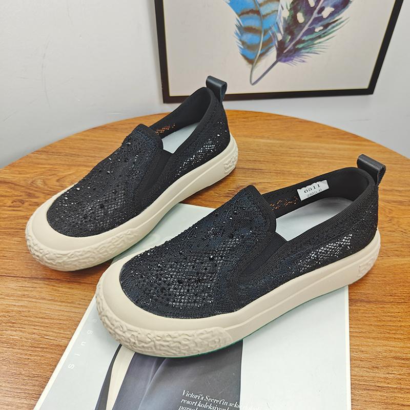 

Xiaoxiangfeng fisherman shoes women s 2025 spring and summer new lace breathable mesh versatile thin one-pedal casual shoes 40 чёрный